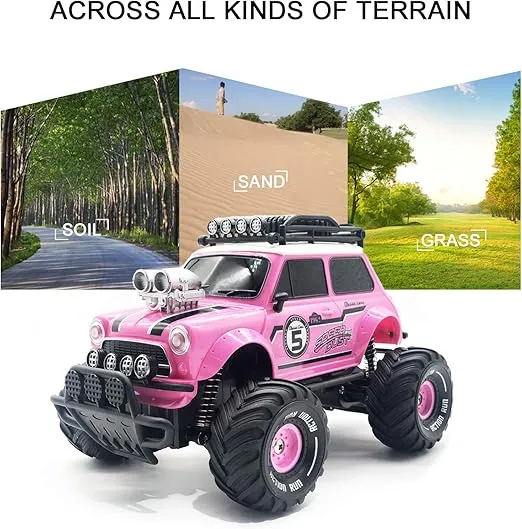 10Leccion Remote Control Car for Girls, Pink RC Truck with Two Rechargeable Batteries, Toys for 3,4,5,6,7,8 Year Old Girls, Birthday Ideas for Little Girls