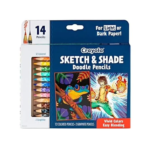 Crayola Art Pencils for Sketching & Shading (14ct), Colored Pencils for Adults, Includes 2 Graphite Pencils, Adult Coloring