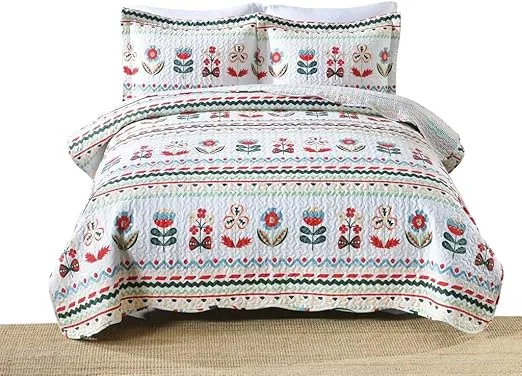 MarCielo 100% Cotton Kids Quilt Bedspread Set for Teens Girls Bedding LiTa(Full)
