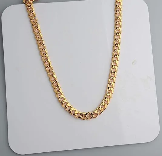 Gold Chain, 24" Gold Necklace, Fake Gold Chain for Men, Feel Real Solid 18k Gold Plated Fake Chain Necklace 24 Inch 10MM