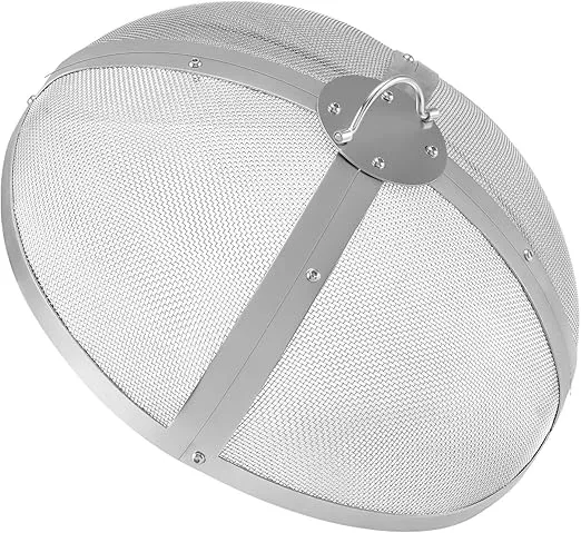 Fire Pit Spark Screen Round 27", Reinforced Heavy Duty Steel Metal Cover, Outdoor Firepit Lid, Easy-Opening Top Screen Covers Round with Ring Handle for Outdoor Patio Fire Pits Backyard