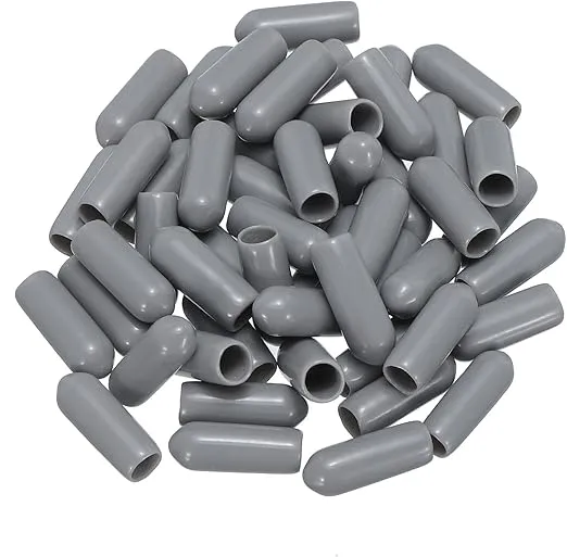 uxcell 50pcs Rubber End Caps 5mm(3/16 inch) ID Vinyl PVC Round Tube Bolt Cap Cover Screw Thread Protectors Grey
