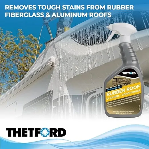 Thetford 32512 Premium RV Rubber Roof Cleaner and Conditioner-32, 32 fl. oz