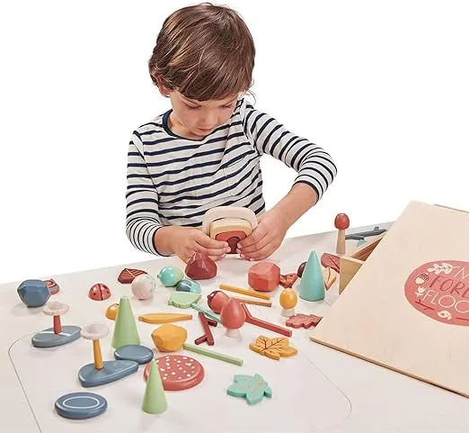 Tender Leaf Toys My Forest Floor - Wooden Open-Ended Tinker Tray Creative Play Box with Removable Compartments - Montessori Toy for Imaginative Play - Age 3+