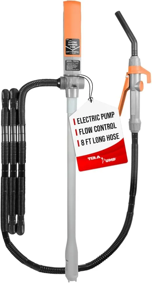 TERA PUMP TREP03 Multipurpose Electric Powered Liquid Transfer Pump / E85 Fuel Transfer Pump - 110V AC / 12V DC, 2.8 GPM