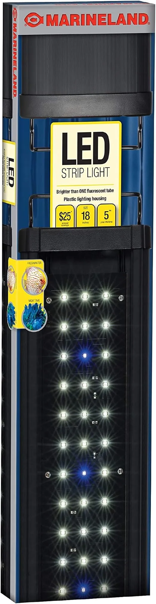 Marineland Energy Efficient LED Strip Light, Adjustable Mounting Legs, 18-Inch