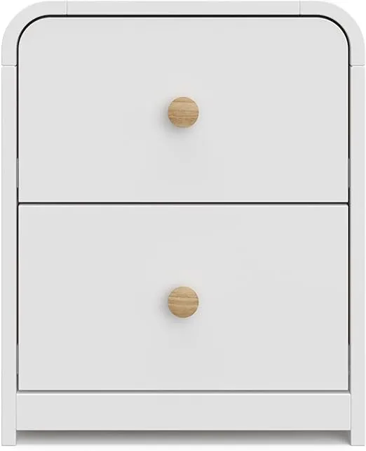 Storkcraft Next Santos 2-Drawer Nightstand (White with Natural) – GREENGUARD Gold Certified, Pre-Installed Drawer Tracks for Easier Assembly, Nightstand Organizer for Kids Bedroom
