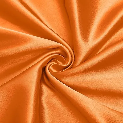 VACVELT Charmeuse Satin Fabric by The Yard, 60 Inch Wide Orange Satin Fabric Shiny & Soft Cloth Fabric, Silky Satin Fabric for Bridal Dress, Wedding Decorations, Crafts, Sewing, Draping (1 Yard)