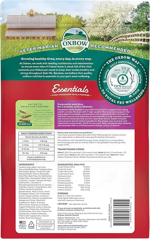 Oxbow Animal Health Essentials Senior Rabbit Food - 4 lb