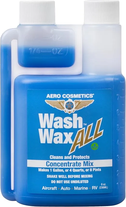 Wet or Waterless Wash Wax Kit 8 Fl Oz Concentrate (1 Gallon). Cleans, Protects, Shines. Aircraft Quality Just Spray On and Wipe Dry