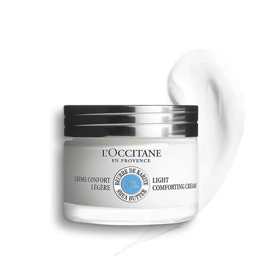 L’OCCITANE Shea Light Comforting Face Cream, 1.7 Fl. Oz: Non-Comedogenic, Lightweight Moisturizer, Soothe Skin, Hydrating, With 5% Organic Shea
