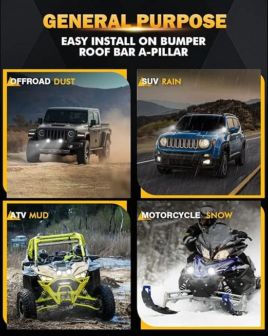 Auxbeam 4 Inch 90W LED Flood Lights Round Offroad Lights Round LED Pods Light Bar Driving Lights Bumper Roof Hood for Trucks ATV Car Motorcycle Jeep