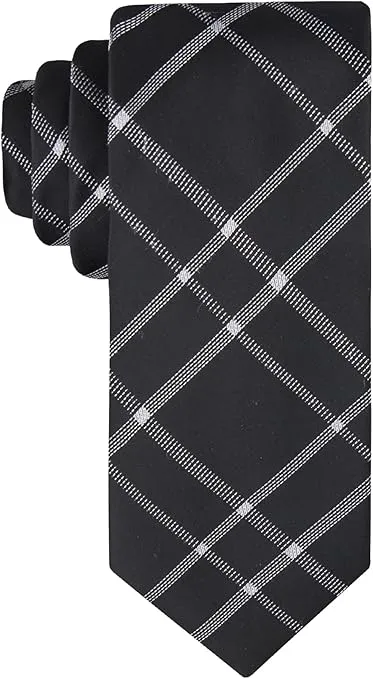 Calvin Klein Men's Classic Black Solid and Pattern Ties (Standard and Extra Long Sizes)