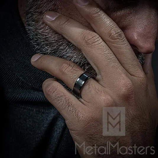 Metal Masters Co. Mens Tungsten Ring Black Wedding Band Brushed Comfort-fit 8MM 7-15