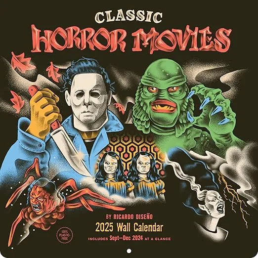 Classic Horror Movies 2025 Wall Calendar