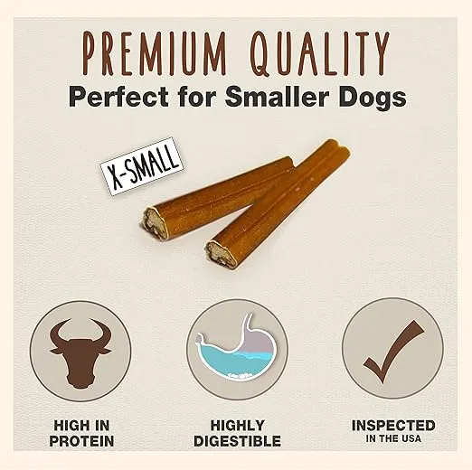 Cadet Bully Sticks for Small, Medium and Large Dogs - All-Natural Beef Pizzle, High Protein, Low Fat, Long-Lasting, Grain & Rawhide-Free Dog Chews for Aggressive Chewers, X-Small (8 Ounce)