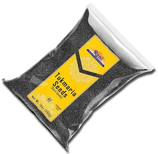 Rani Tukmaria (Holy Basil Seeds) 14oz (400g) Used for Falooda / Sabja Dessert, Spice & Ayurveda Herbal ~ All Natural | Gluten Friendly | NON-GMO | Kosher | Vegan | Indian Origin