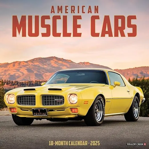 Willow Creek Press American Muscle Cars Monthly 2025 Wall Calendar (12" x 12")