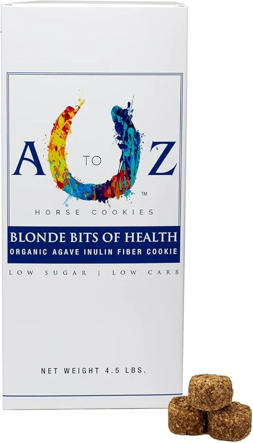 Horse Treats, Blonde Bits of Health, Low Carb, Low Sugar, A Softer Cookie, Wheat, Corn, Soy & Alfalfa Free with Cinnamon & Agave, Natural Human Grade Ingredients, 4.5 lb Box