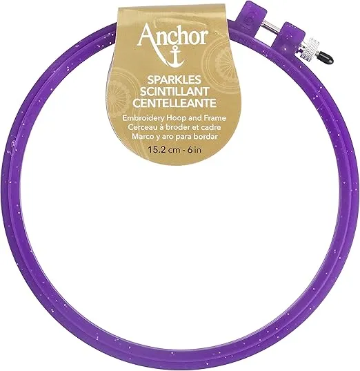 Anchor Sparkle Embroidery Hoop, 6", Blue/Purple/Yellow