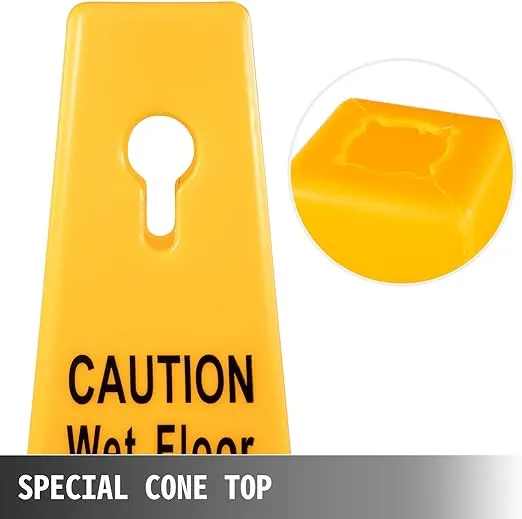 VEVOR 10 Pack Floor Safety Cone, 26 inch Yellow Caution Wet Floor Sign, 4 Sided Floor Wet Sign, Public Safety Wet Floor Cones Bilingual Wet Sign for Indoors and Outdoors