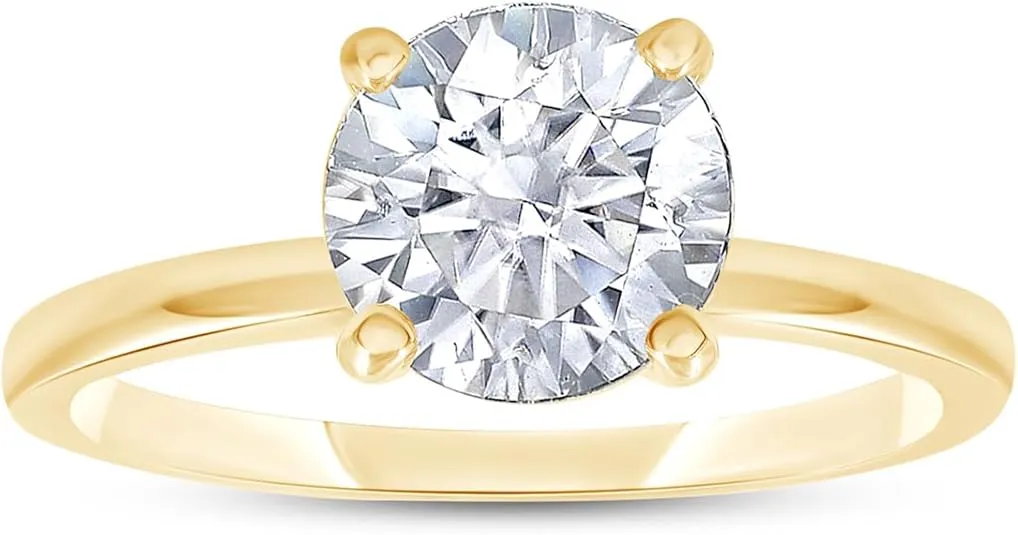SAVEARTH DIAMONDS 18K Gold Plated Solitaire Ring For Women | Moissanite Diamond Engagement Ring | Moissanite Promise Rings Jewelry Gifts For Her (0.40ctw - 1.20ctw)