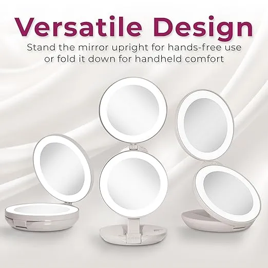 Zadro 4.5" Round LED Compact Mirror 10X/1X Travel Mirror with Lights and Magnification 3 AAA batteries LED Makeup Mirror