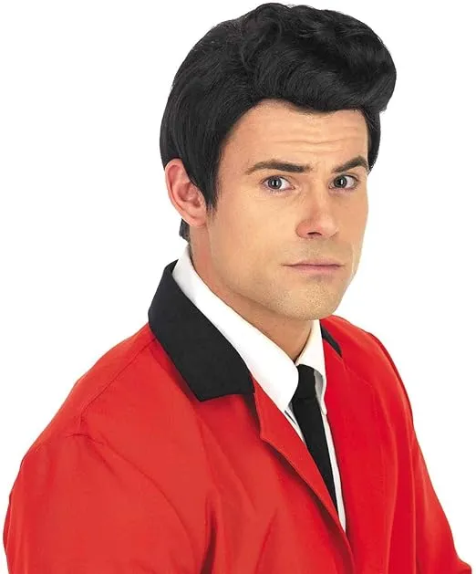 fun shack 50's Men's Wig, Black Wig for Men, 50s Sideburns Costume, Black Wig Boy, Mens 1950 Wig