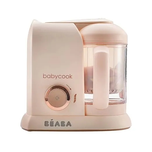 BEABA [Baby][cook] Solo 4 in 1 Baby Food Maker, Processor, Steam Cook and Blender, Large Capacity 4.5 Cups, Cook healthy baby food at Home, Dishwasher Safe, Rose Gold