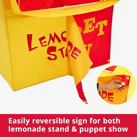 Alvantor Lemonade Stand Puppet Show Theater Pretend Playhouse Play Tent Kids On Stage Doorway Table Top Sets for Toddlers Curtain Fordable Rods Children Dramatic Furniture, 28"x20"x41"H, Patent