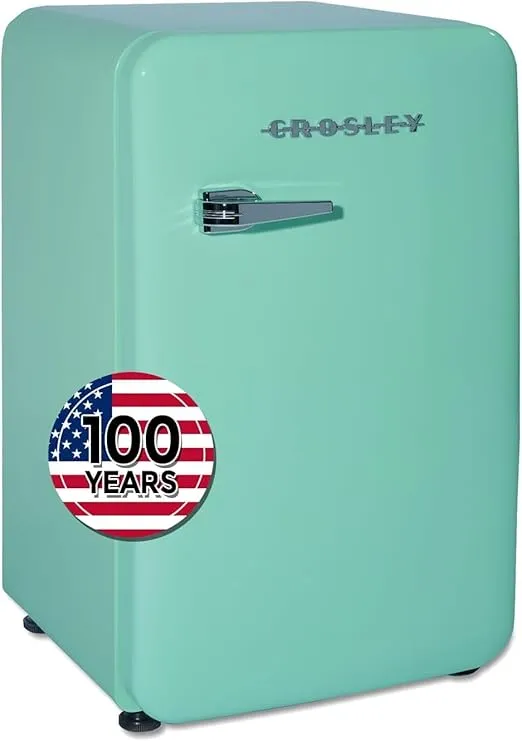 Crosley Retro Mini Fridge 3.2 Cu Ft Mint Green w/o Freezer, Compact Refrigerator for Bedroom, Garage, Office Under Desk, Undercounter, Apartment, School Dorm Fridge, Aesthetic, Small & Cute Appliances