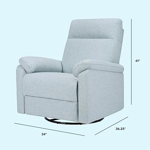 DaVinci Suzy Electronic Swivel Recliner with USB Port in Heathered Blue, GREENGUARD Gold & CertiPUR-US® Certified