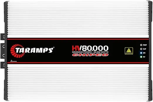 Taramps HV 80000 Chipeo High Voltage Amplifier 0.5 Ohm 80000 Watts Rms 1 Channel with 14~24 Batteries 176~300VDC Out Power Monoblock Car Audio Class D