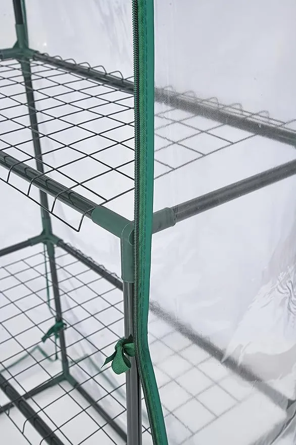 Miracle-Gro 4'8" x 29" x 6'5" All-Season Mini Walk-in Greenhouse with 4 Wire Shelves for Outdoors, Easy-Access and Durable, Translucent