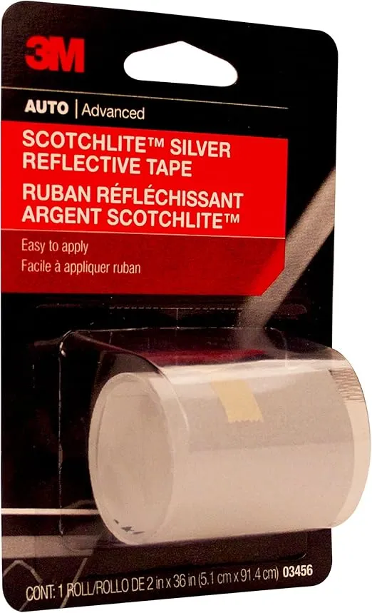 3M Scotchlite Silver Reflective Tape, 03456, 2 in x 36 in, 1 Roll