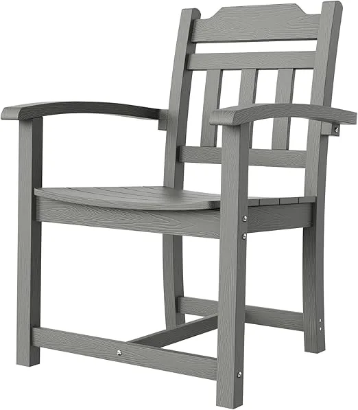 VEVOR Outdoor HIPS Patio Dining Set, 5 Pieces Patio Table and Chairs Set, All Weather Garden Square Furniture Table Sets, Patio Conversation Set, for Lawn, Deck, Backyard, Poolside, Light Gray