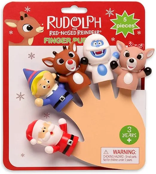 Rudolph The Red-Nosed Reindeer Finger Puppets- 5 Pieces