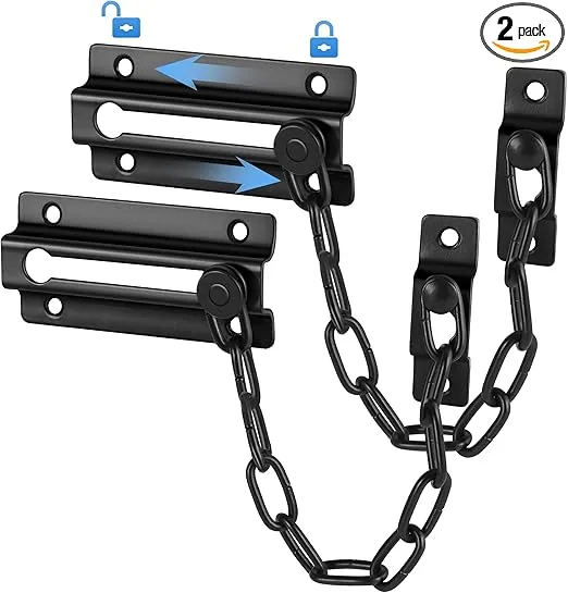 Door Chain Lock Door Latch - 2 Pack Security Safety Locks with 12 Screws, Sturdy Premium Thickened Chain Locks for Inside Door, Child Proof Apartment Front Chain Door Guard, Add Protector and Privacy