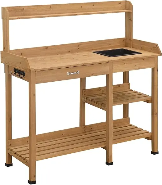 Convenience Concepts Deluxe Potting Bench, Light Oak
