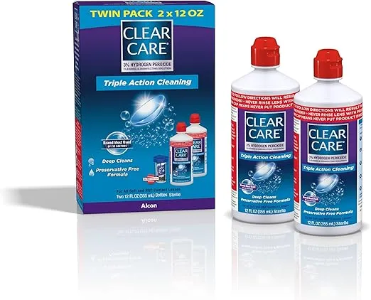 Clear Care Cleaning & Disinfecting Solution with Lens Case, Twin Pack,12 Fl Oz (Pack of 2)