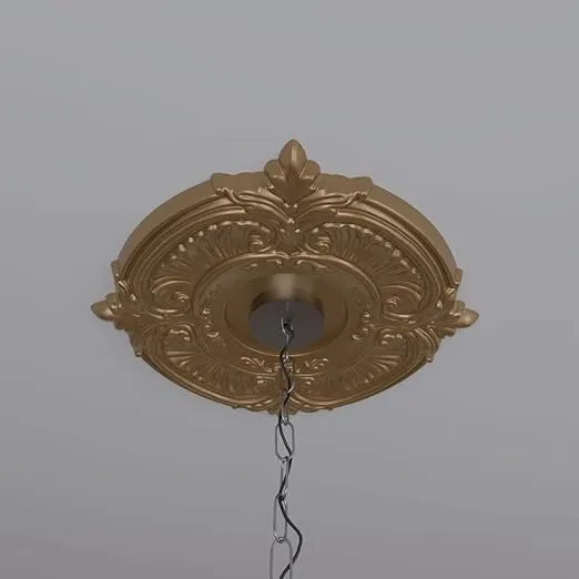 Ekena Millwork CMP16ATBGL Attica Thermoformed PVC Ceiling Medallion (Fits Canopies up to 5 5/8"), 16"OD x 3 1/2"ID x 1"P, Bright Coat Gold