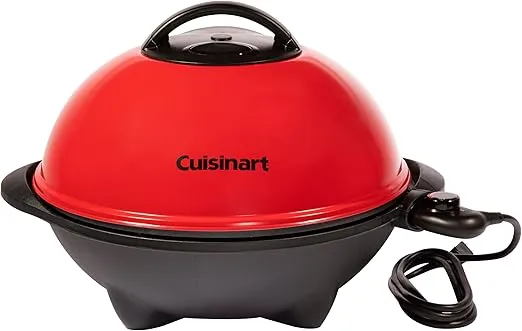 Cuisinart Indoor/Outdoor Electric Grill, 2-in-1 Portable BBQ with Non-Stick Cooking Surface, Adjustable Heat, Stand/Tabletop Options for Cookouts, Barbecues & Small Spaces, No Tools Required