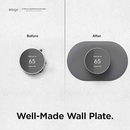 elago Wall Plate Cover Plus Compatible with Google Nest Thermostat 2020 [Charcoal] - Durable Polycarbonate Material, Easy Installation, Complementary Design