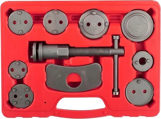 OEMTOOLS 27111 Disc Brake Tool Set, Front and Rear Brake Piston Tool, 11 Adapters Included for Use with Most Cars, Forces or Rotates Pistons into Calipers