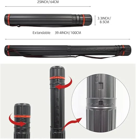 Expandable Hard Plastic Poster Tube Storage Tube Holder Blueprint Document Drafting Tube Adjustable Strap TPPI73091