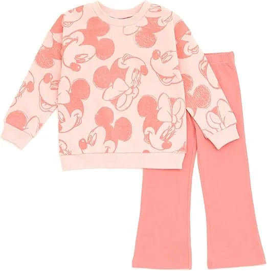 Disney Minnie Mouse Mickey Mouse Fleece Sweatshirt & Flare Leggings Outfit Set Infant to Big Kid Sizes (18 Months - 10-12)