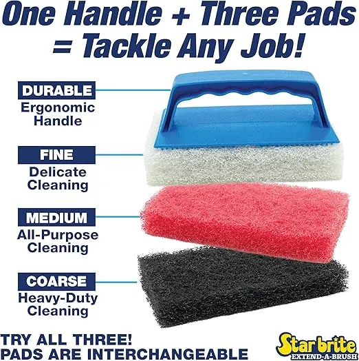 Star brite Scrub Pad with Handle - Choose from 3 Different Textures