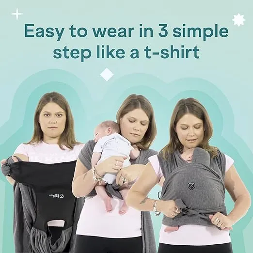 Koala Babycare Baby Carrier Wrap, Easy to Wear As a T-Shirt - Baby Wearing Wrap One Size Fits All - Newborn Wrap Carrier Up to 22lbs