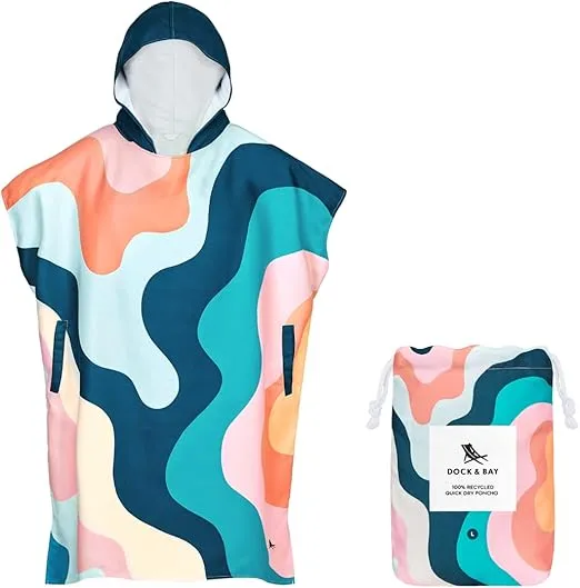 Dock & Bay Adult Poncho - Hooded Towel with Deep Pockets, Changing Robe - Quick Dry - Compact, Lightweight - Includes Bag