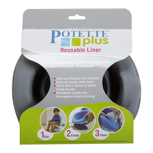 Kalencom Potette Plus Premium Collapsible Reusable Liner with Splash Guard for Home Use with The 2-in-1 Potette Plus Potty and Premium Potty (Sold Separately) (Slate Gray)
